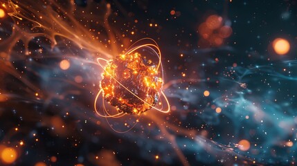 A magnificent 3d illustration of Quantum Nuclear Fusion
