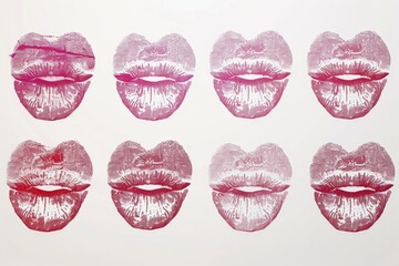 Wall Mural - Close-up shot of lipstick prints on a white surface, perfect for beauty or cosmetic product marketing