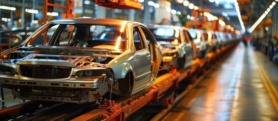 Wall Mural - Car Production Line in a Factory