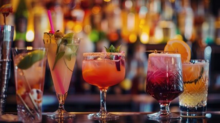 Sticker - Vibrant cocktails crafted with a mix of alcohol syrups and liqueurs showcasing bartenders skills for a fun night out