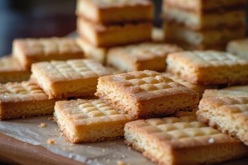 Wall Mural - Shortbread cookies, sugar food background 
