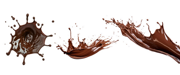 Canvas Print - PNG Chocolate Splash refreshment splattered. png cut out element set