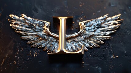 Wall Mural - A close-up shot of a metallic object featuring wings
