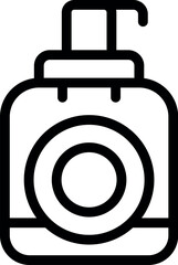 Canvas Print - Simple black and white line drawing of a soap dispenser, emphasizing cleanliness and hygiene