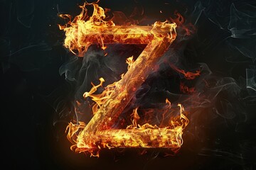 Poster - A close-up shot of a burning letter Z on a black background