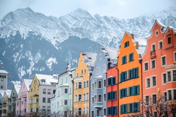 Wall Mural - Innsbruck Cityscape: Vibrant Tyrolean Architecture in Austrian Alps