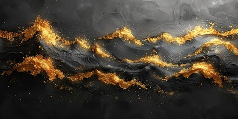 Wall Mural - modern background with japanese pattern gold and black brushstroke template