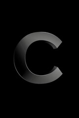 Sticker - A close-up view of the letter C on a black background, ideal for use in typography and design projects