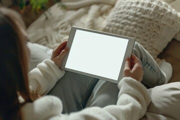 Sticker - A person using a tablet computer on a bed