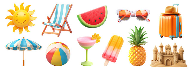 Wall Mural - 3d Summer png cut out element set