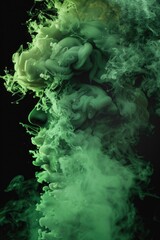 Canvas Print - A close-up shot of green smoke particles suspended in air