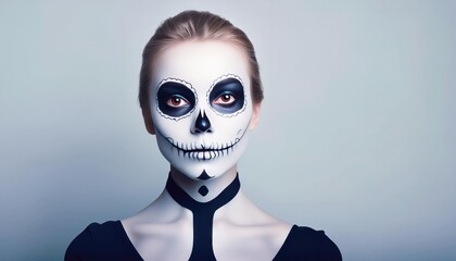 Wall Mural -  A woman with skull make up - halloween concept, Day of the Dead