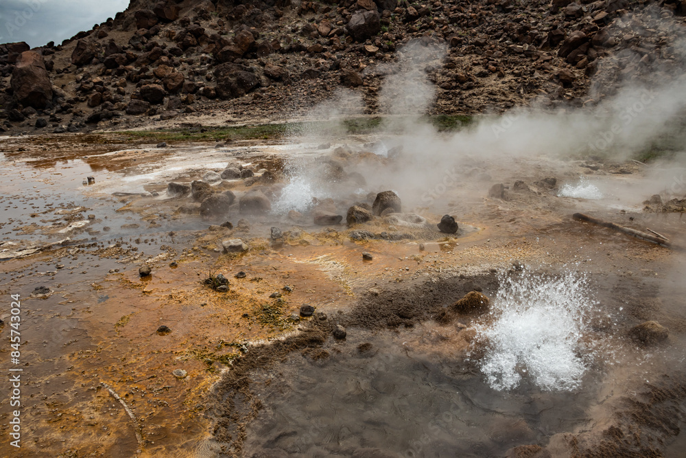 Alolabad geothermal area in Ethiopia with surreal landscape of colorful ...
