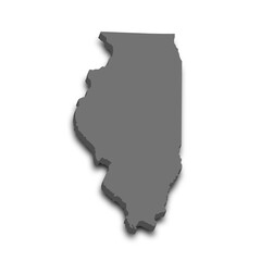 3d Map of Illinois state with color. United State of America, US, United State.