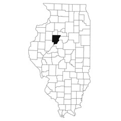 Map of Peoria County in Illinois state on white background. single County map highlighted by black colour on Illinois map. UNITED STATES, US