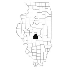 Map of Christian County in Illinois state on white background. single County map highlighted by black colour on Illinois map. UNITED STATES, US