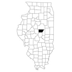 Map of Dewitt County in Illinois state on white background. single County map highlighted by black colour on Illinois map. UNITED STATES, US
