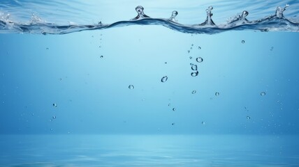 Wall Mural - Water splashing above white background. water wave underwater blue ocean swimming pool wide panorama background sandy sea bottom isolated white background