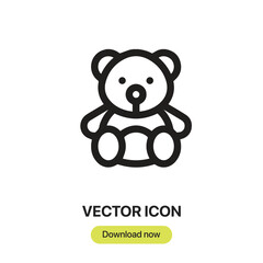 Poster - Teddy Bear icon vector. Linear-style sign for mobile concept and web design. Teddy Bear symbol illustration. Pixel vector graphics - Vector.	
