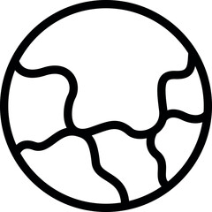Sticker - Simple black and white line art icon of planet earth showing continents