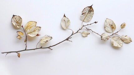 White background with leaf and branch