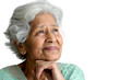 © Asier - Elderly Indian woman looking up, thinking, and feeling hopeful with an idea.