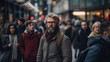 © tinyt.studio - A Man Walking in the busy crowded street city