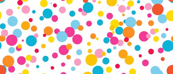 dots in lively randomly scattered, bright colors come together to form a playful and cheerful background