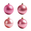 © tohceenilas - Four pink shiny Christmas baubles isolated on background.