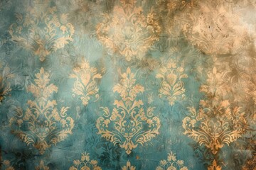 Wall Mural - aged vintage wallpaper texture with antique patina and grunge effects digital background