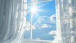 © zephyr_moonstone - white window open with blue sky and white clouds