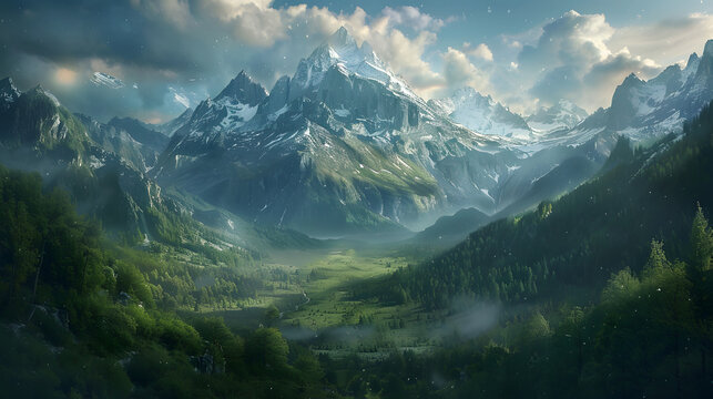 A cloudscape of mountains