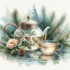 Wall Mural - cup of tea and teapot