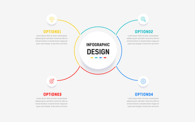 Wall Mural - Vector four step infographic element design vector template for presentation process diagram