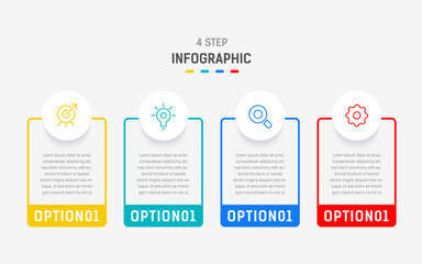 Wall Mural - Vector four step infographic element design vector template for presentation process diagram