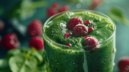 Wall Mural - A smoothie made with spinach and berries