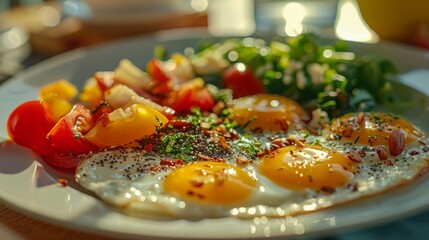 Wall Mural - Healthy eggs breakfast plate