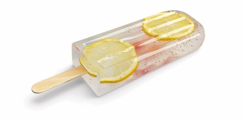 Wall Mural - frozen fruit in a transparent ice popsicle isolated on white background 