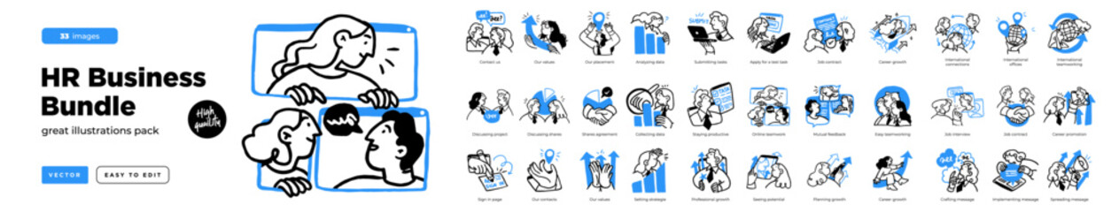 Wall Mural - business concept illustrations. mega set. collection of scenes with men and women taking part in bus