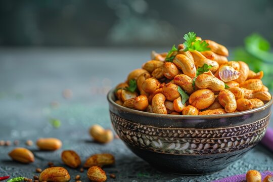 Spicy masala coated crunchy peanuts for cardiovascular health traditional Kerala snack