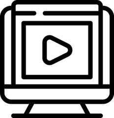 Canvas Print - Simple outline icon representing a desktop computer displaying a video streaming platform interface
