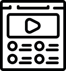 Sticker - Simple outline icon representing a video player interface with control buttons