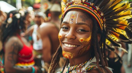 Brazilian carnival celebration with colorful costumes and samba dancing in rio de janeiro
