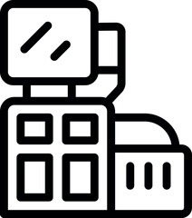 Canvas Print - Simple black and white icon of a cash register with a monitor and keypad, representing a point of sale system for retail transactions