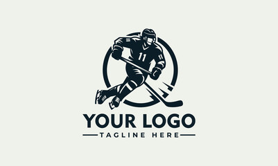 Sticker - Hockey Player Vector Logo Unleash the Thrill Symbolize Teamwork, Skill, and Determination Majestic Hockey Player Vector Logo