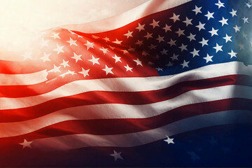 American, USA, United States Flag on July 4th independence day background