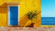 © Michael - Beautiful yellow house with Blue door overlooking sea