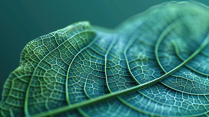 Illustration of a vibrant green leaf with intricate details and textures created with Generative AI technology