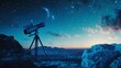© Artful Whisper - The concept of exploration portrayed by a telescope pointing towards distant stars in a clear night sky