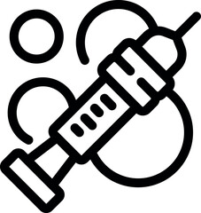 Poster - Simple bold outline icon of a syringe making bubbles, potentially representing vaccination, medical procedures, or healthcare